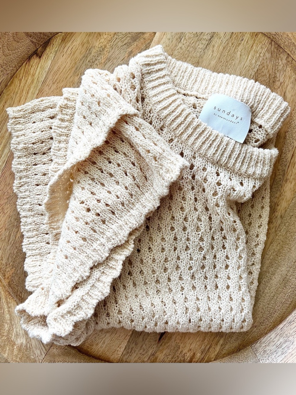 Sundays Phoebe Sweater Short Ruffle Sleeve Women’s Top in Natural Size XS
